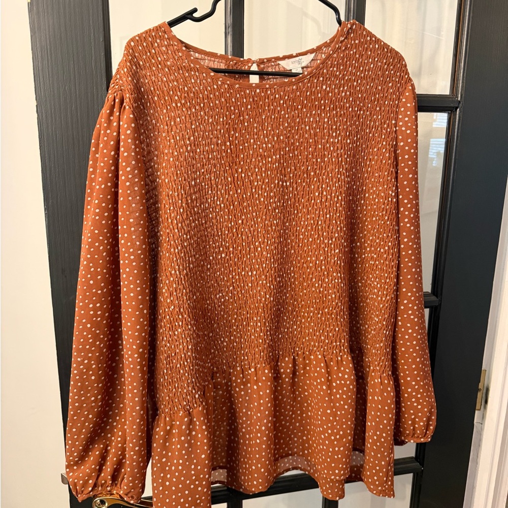 Women's Rust Polka Dot Top XL